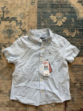 Vineyard Vines Boys' Light Blue Striped Short-Sleeve Button-Down